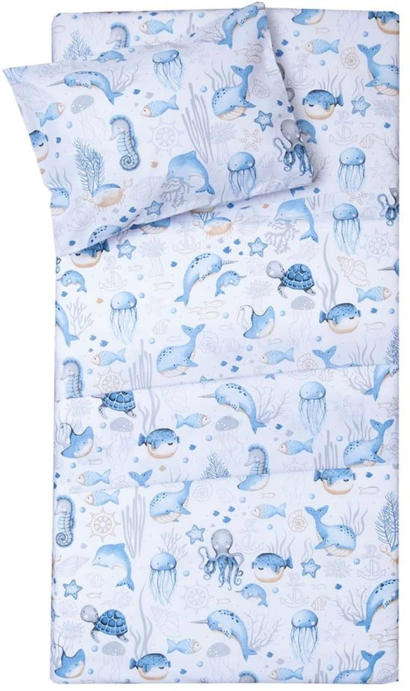 Πάπλωμα Βρεφικό Βυθός White-Blue Viopros 120x160cm 100% Βαμβάκι