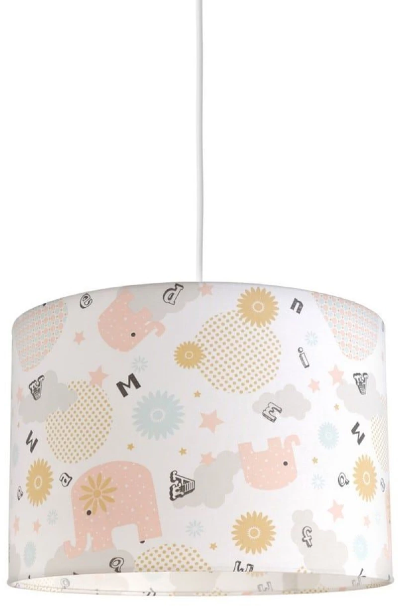Παιδικό Φωτιστικό Κρεμαστό Pink Elephants 35x24cm Ε27 White-Multi Veis