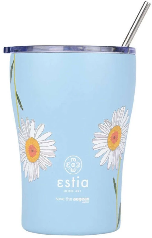 Ποτήρι - Θερμός Με Καλαμάκι Save The Aegean Dreamy Sky 01-23065 350ml Multi Estia