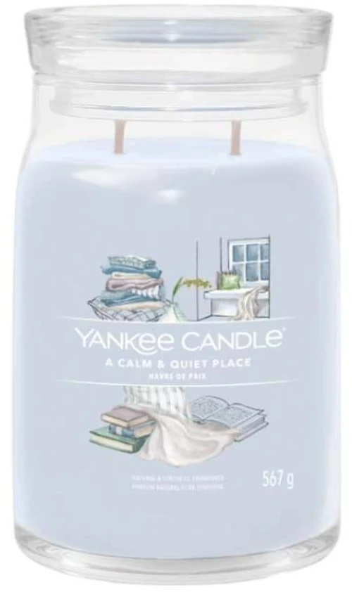 Αρωματικό Κερί A Calm & Quiet Place Large 1701373E 9,3x15,7cm Light Blue Yankee Candle Κερί,Γυαλί