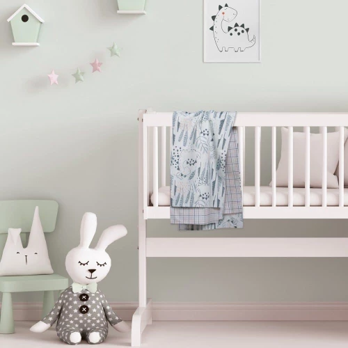 Σεντόνια Βρεφικά 4879 (Σετ 2τμχ) Green-Somon-Grey Das Home Λίκνου 70x120cm Βαμβάκι-Πολυέστερ