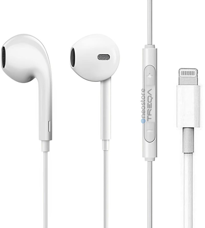 Ακουστικά Κινητού Handsfree Earbuds με Βύσμα Lightning Treqa EP-753 Λευκό