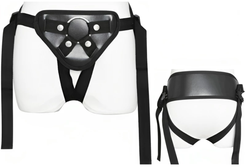 Ζώνη Strap-On με Ρυθμιζόμενους Ιμάντες - Μαύρη Δερματίνη