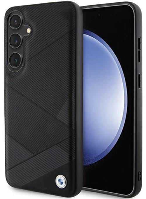 BMW Signature Leather Crossing Lines Pattern - Case for Samsung Galaxy S24+ (black)