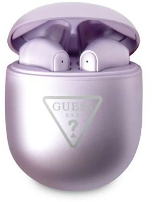 Guess Triangle Logo - TWS Earphones + Docking Station (Purple)
