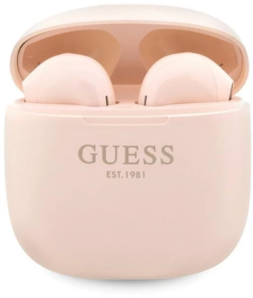 Guess True Wireless Script Logo BT5.3 - TWS headphones + charging case (pink)
