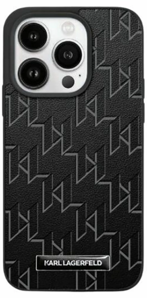 Karl Lagerfeld Leather Monogram Metal Logo - Case iPhone 15 Pro Max (black)