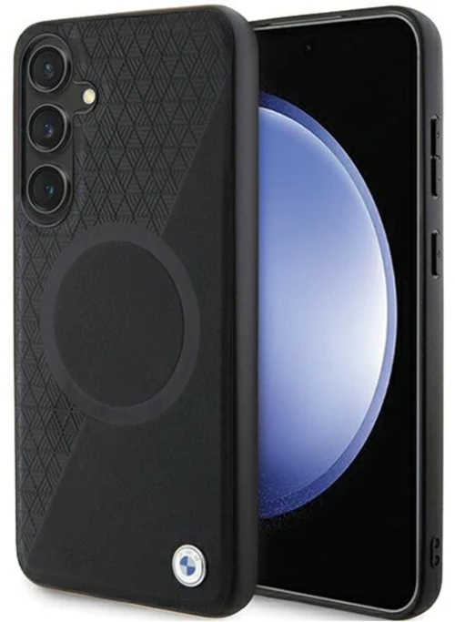 BMW Leather Half Textured & Circle MagSafe - Case for Samsung Galaxy S24+ (black)