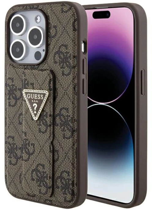 Guess Grip Stand 4G Triangle Strass Logo - iPhone 15 Pro Max Case (brown)