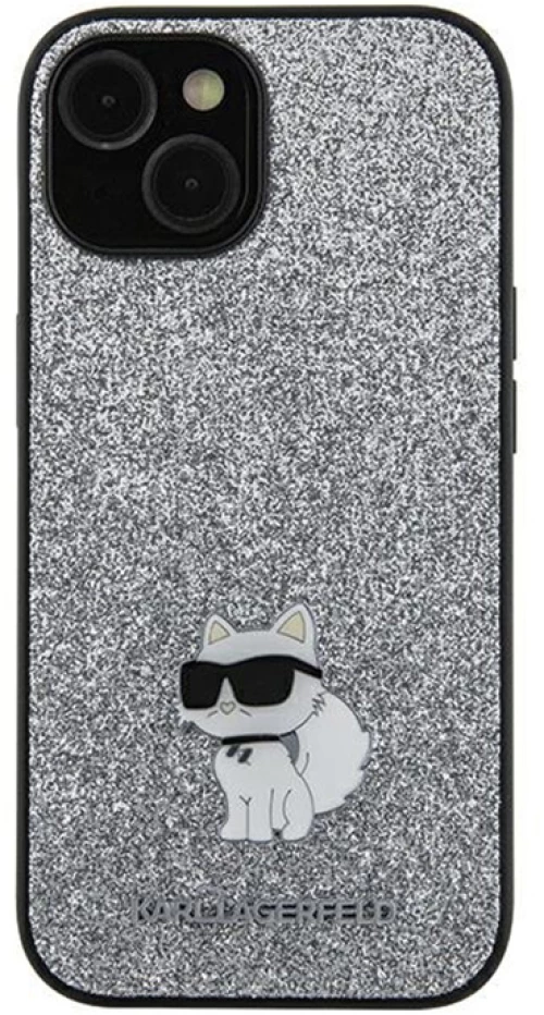 Karl Lagerfeld Fixed Glitter Choupette Logo Metal Pin - Samsung Galaxy A35 5G Case (Silver)