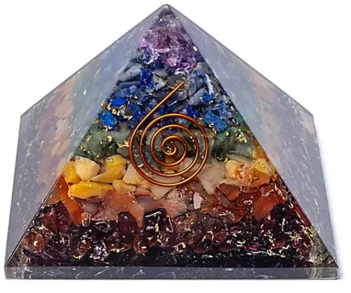 Πυραμίδα Οργονίτη 7 Chakras με Ημιπολύτιμους Λίθους Orgonite Pyramid 7,5cm