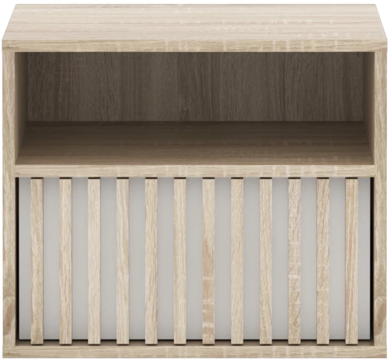 Κομοδίνο Bruse pakoworld oak-λευκό μελαμίνης 52x40.5x42.5εκ