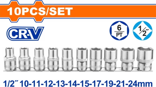 WADFOW Σετ Καρυδάκια εξάγωνα 1/2" 10 τεμάχια (WST2410)
