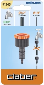 Claber 91345 Ρακόρ Βρύσης 1/2   και 3/4  , Λάστιχου 1/2   και 1/4