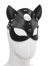 Black Leather Cat Mask O/S