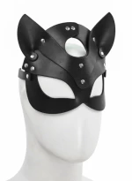 Black Leather Cat Mask O/S