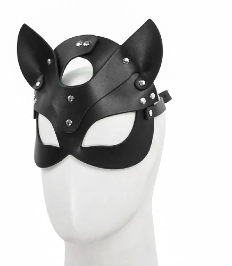 Black Leather Cat Mask O/S