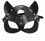 Black Leather Cat Mask O/S
