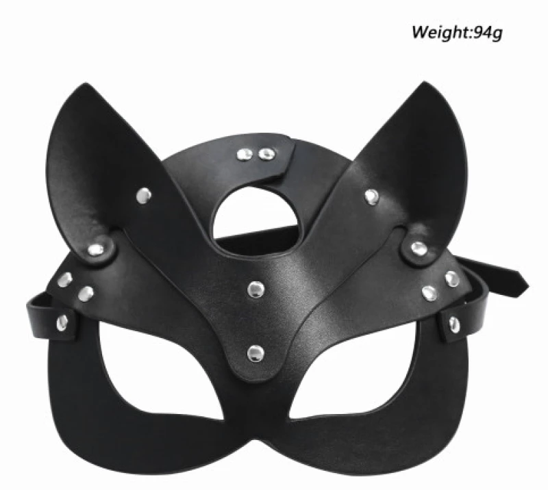 Black Leather Cat Mask O/S