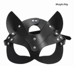Black Leather Cat Mask O/S