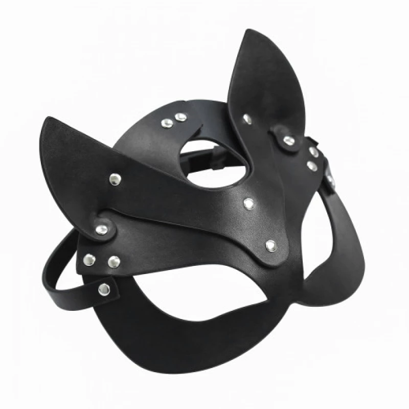 Black Leather Cat Mask O/S
