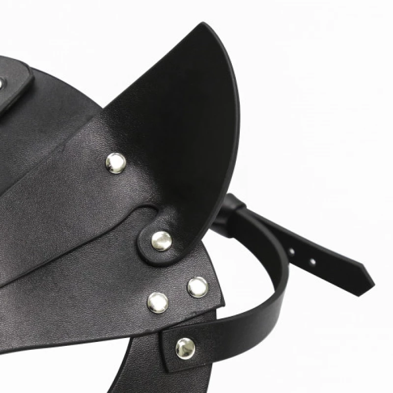 Black Leather Cat Mask O/S