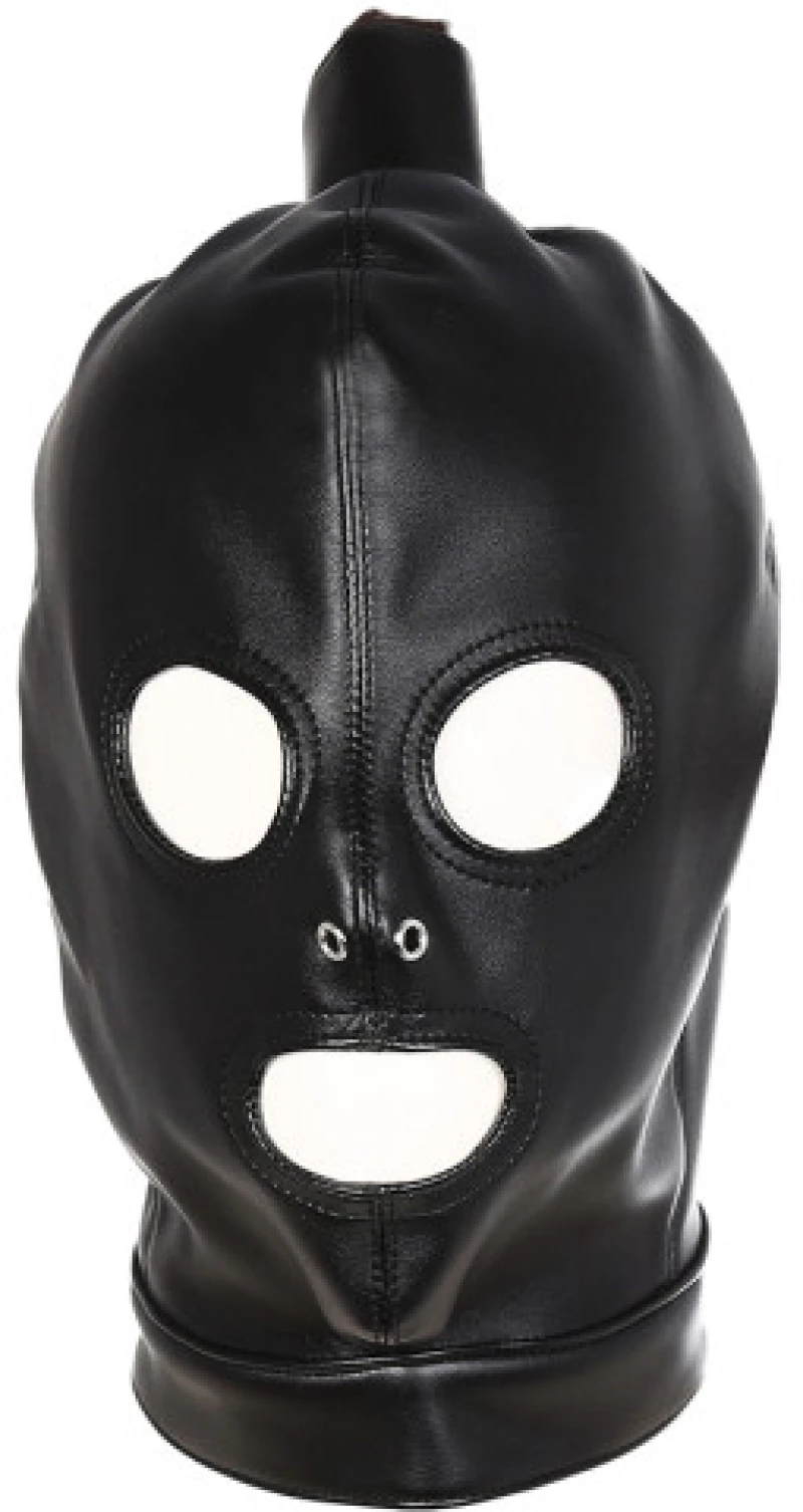 Bondage role play leather Ponytail Hood
