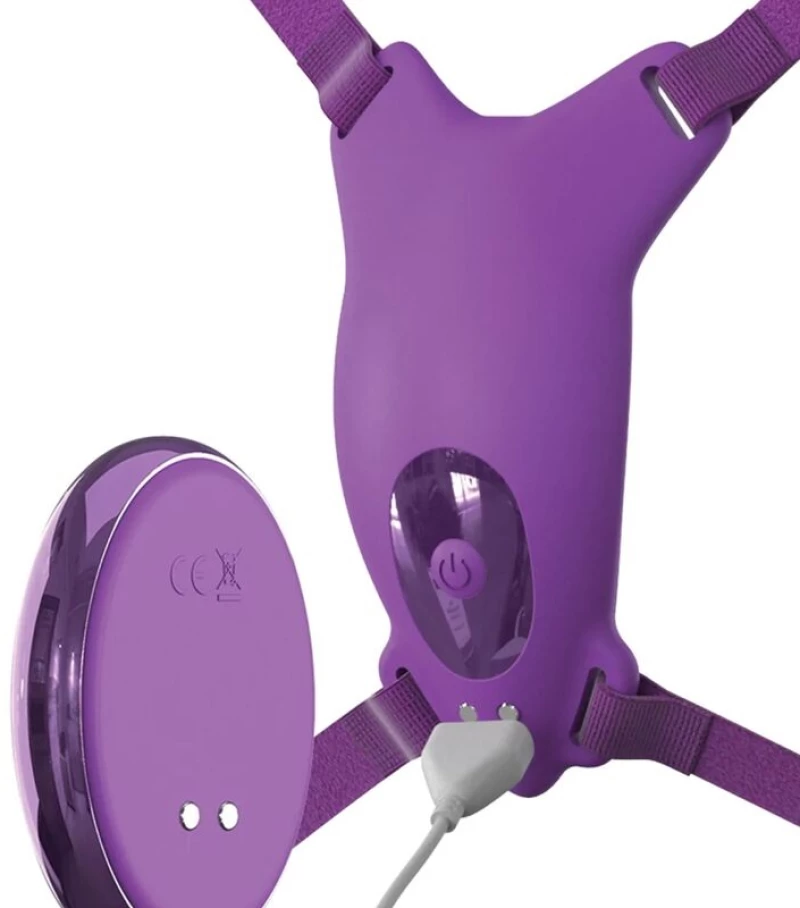 FANTASY FOR HER - BUTTERFLY HARNESS, VIBRATING RECHARGEABLE & REMOTE CONTROL PURPLE