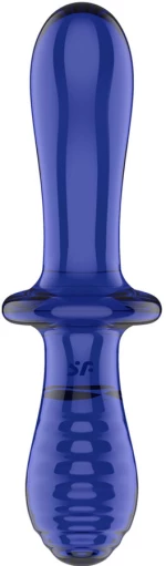 SATISFYER - DOUBLE CRYSTAL DILDO BLUE