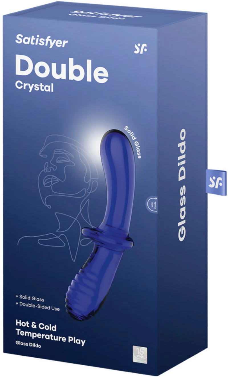 SATISFYER - DOUBLE CRYSTAL DILDO BLUE