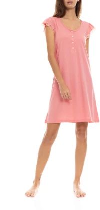 Γυναικείο Νυχτικό Pink Label - Αμάνικο με Βολάν - Ροζ - Regular Fit - Cotton