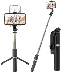 Techsuit Selfie Stick with Tripod and Remote Control, 74cm - Techsuit (Q03) - Black 5949419122345