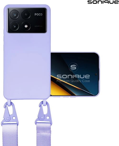 Θήκη Σιλικόνης με Strap CarryHang Sonique Xiaomi Poco X6 Pro 5G Λιλά 5210312012140