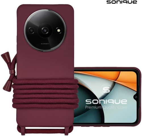 Θήκη Σιλικόνης με Κορδόνι CarryHang Sonique Xiaomi Redmi A3 Μπορντώ 5210312020473