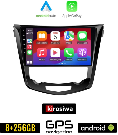 KIROSIWA NISSAN QASHQAI (μετά το 2014) Android οθόνη αυτοκίνητου 8GB + 256GB με GPS WI-FI (ηχοσύστημα αφής 10" ιντσών OEM Android Auto Apple Carplay Youtube Playstore MP3 USB Radio Bluetooth Mirrorlink εργοστασιακή, 4x60W, AUX)