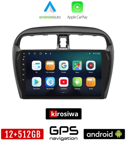 KIROSIWA MITSUBISHI SPACE STAR (2013 - 2020) Android οθόνη αυτοκίνητου 12GB + 512GB με GPS WI-FI (ηχοσύστημα αφής 9" ιντσών OEM Android Auto Apple Carplay Youtube Playstore MP3 USB Radio Bluetooth Mirrorlink SPACESTAR εργοστασιακή, 4x60W, AUX)