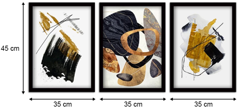 Πίνακας "Abstract Shapes" Megapap 3 τμχ. σε πλαίσιο 35x45x2εκ.