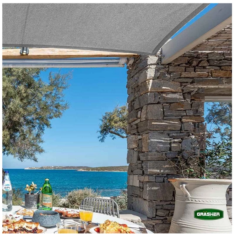 GRASHER Πανί Σκίασης Τετράγωνο Ε220 180gr/m² Γκρί 3.6x3.6m Με Κρίκους