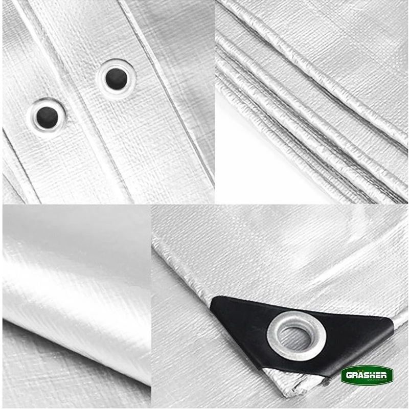 GRASHER  Αδιάβροχος Μουσαμάς - Τέντα 6x12m 120gr/m² Με Κρίκους Λευκός