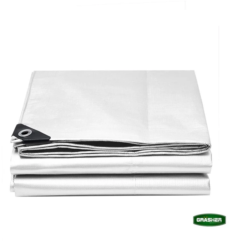 GRASHER  Αδιάβροχος Μουσαμάς - Τέντα 6x12m 120gr/m² Με Κρίκους Λευκός