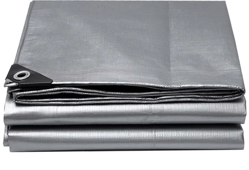 GRASHER Αδιάβροχος Μουσαμάς - Τέντα 5x10m 120gr/m²  Με Κρίκους Γκρί