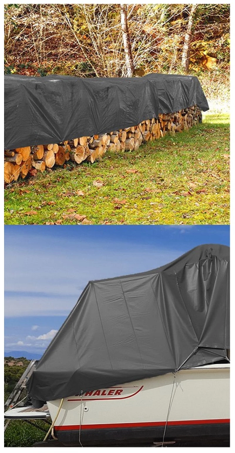 GRASHER Αδιάβροχος Μουσαμάς - Τέντα 6x12m 190gr/m²  Με Κρίκους Γκρί