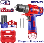 EMTOP ΔΡΑΠΑΝΟΚΑΤΣΑΒΙΔΟ ΜΠΑΤΑΡΙΑΣ ΛΙΘΙΟΥ 12V/1.5Ah/45Nm ECDL12620E