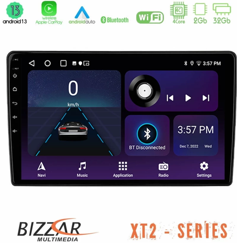 Bizzar XT2 Series Alfa Romeo Giulietta 2014-2021 4Core Android13 2+32GB Navigation Multimedia Tablet 9″