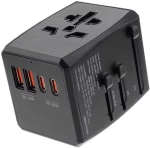 Techsuit - Travel Adapter (HHT904) - PD20W, 2 x USB, 2 xType-C, EU, UK, AUS, US - Black