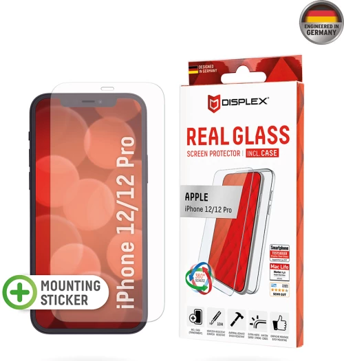Displex - Premium [Pack] Real Glass + Case - iPhone 12 / 12 Pro - Clear