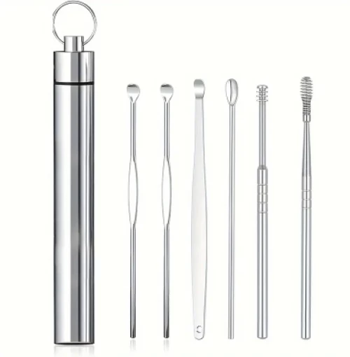 Εργαλεία καθαρισμού αυτιών 6 τεμάχια μεταλλική θήκη
