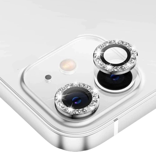 Glitter Crystal Ring Style Camera Lens Protector iPhone 12 Pro Max/13/13 Mini Ασημί