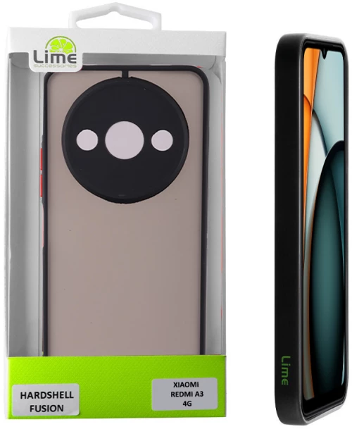 LIME ΘΗΚΗ XIAOMI REDMI A3 4G 6.71" HARDSHELL FUSION FULL CAMERA PROTECTION BLACK WITH RED KEYS