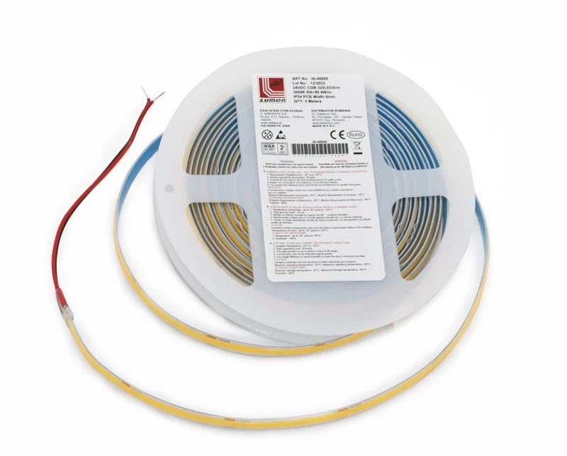 Adeleq Ταινία COB LED 5m 24VDC 8W Και 320LED Ανά Μέτρο IP54 3000K Θερμό 30-48800
